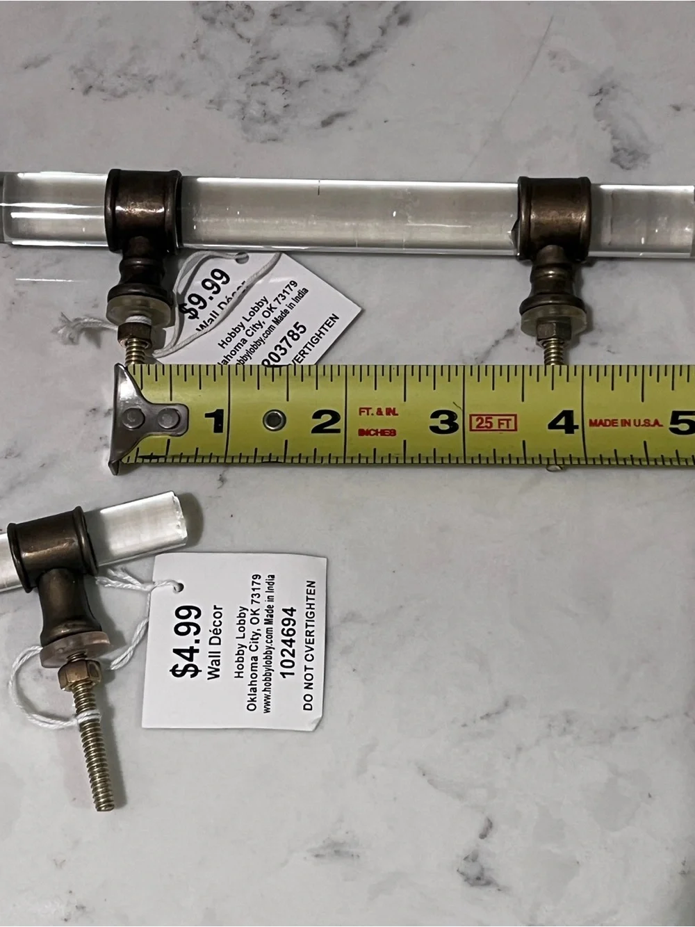 Hobby Lobby Clear Glass and Antique Brass-Tone Curtain Rod Holders